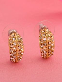 Estele - Gold Plated Streamlined Stud Earring with Crystal for Women