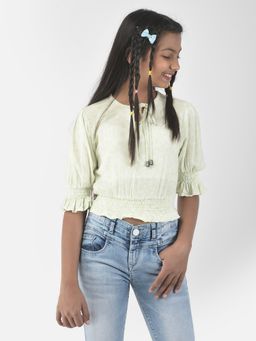 CRIMSOUNE CLUB - Girls Green Floral Print Crop Top