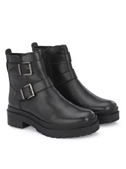 Delize - Mens Black Solid Buckle Boots