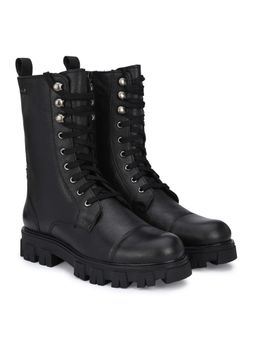 Delize - Mens Black Mid Length Derby Boots