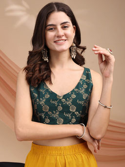 Tikhi Imli - Women Green Woven Stitched Blouse