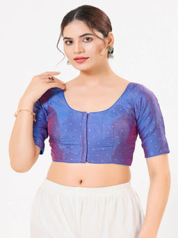 VAMAS - THE DESIGNER BLOUSES - Women Blue Woven Stitched Blouse