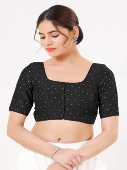 VAMAS - THE DESIGNER BLOUSES - Women Black Woven Stitched Blouse