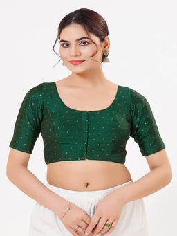 VAMAS - THE DESIGNER BLOUSES - Women Green Woven Stitched Blouse