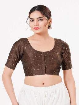 VAMAS - THE DESIGNER BLOUSES - Women Brown Woven Stitched Blouse