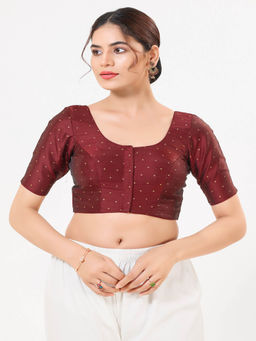 VAMAS - THE DESIGNER BLOUSES - Women Maroon Woven Stitched Blouse
