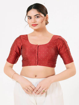 VAMAS - THE DESIGNER BLOUSES - Women Red Woven Stitched Blouse