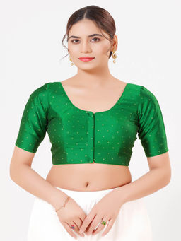 VAMAS - THE DESIGNER BLOUSES - Women Green Woven Stitched Blouse