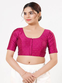 VAMAS - THE DESIGNER BLOUSES - Women Magenta Woven Stitched Blouse