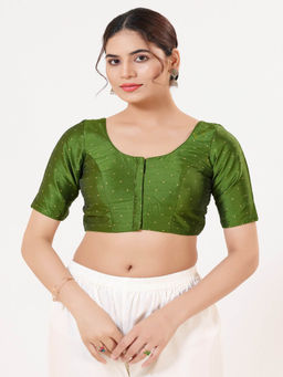 VAMAS - THE DESIGNER BLOUSES - Women Green Woven Stitched Blouse