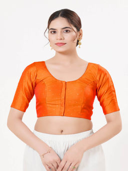 VAMAS - THE DESIGNER BLOUSES - Women Orange Woven Stitched Blouse