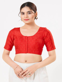 VAMAS - THE DESIGNER BLOUSES - Women Red Woven Stitched Blouse