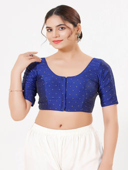 VAMAS - THE DESIGNER BLOUSES - Women Blue Woven Stitched Blouse