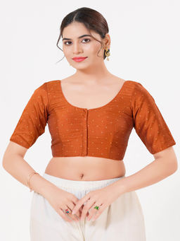 VAMAS - THE DESIGNER BLOUSES - Women Rust Woven Stitched Blouse