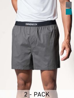 DaMENSCH - Men Breeze Ultra-Light Solid Pure Cotton Boxers (Pack of 2)