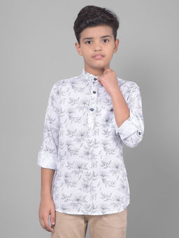 CRIMSOUNE CLUB - Boys White Floral Kurta