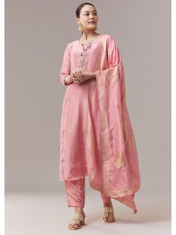 KALKI FASHION - Pink Anarkali Kurta With Pant Zardozi Work And Dupatta