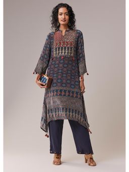 KALKI FASHION - Navy Blue Indie Floral Print Kurta And Pant