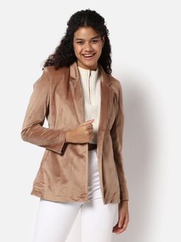 Campus Sutra - Womens Solid Casual Blazer Beige