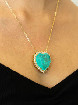 UPAKARNA - Turquoise Heart Studded Necklace