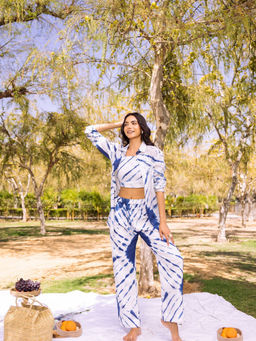 Asheera - Summer Blue Tie Dye Co-Ord (Set of 3)