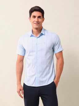 U.S. POLO ASSN. - Checks Blue Half Sleeves Collar Neck Shirt