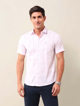 U.S. POLO ASSN. - Checks Pink Half Sleeves Collar Neck Shirt