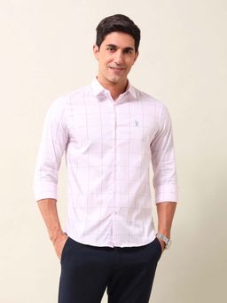 U.S. POLO ASSN. - Checks Pink Full Sleeves Collar Neck Shirt