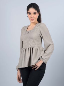 CRIMSOUNE CLUB - Women's Grey Square Neck Top
