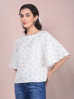 CRIMSOUNE CLUB - Women's Blue Floral Print Top