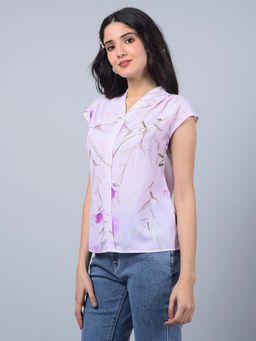 CRIMSOUNE CLUB - Women's Purple Floral Print V-Neck Top