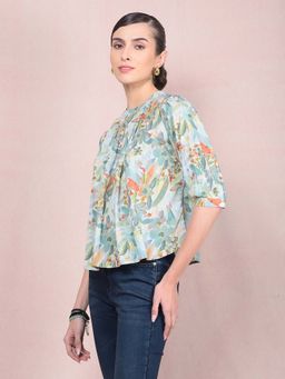 CRIMSOUNE CLUB - Women's Green Floral Print Top