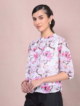 CRIMSOUNE CLUB - Women's Pink Floral Print Top