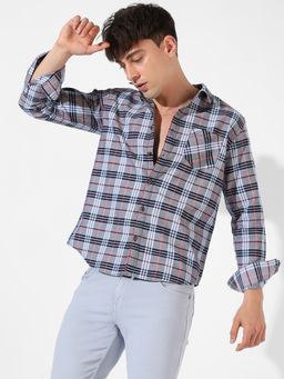 Campus Sutra - Men Checkered Casual Grey Shirt