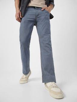 Urbano Fashion - Men Light Grey Washed Bootcut Jeans Stretchable