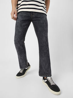 Urbano Fashion - Mens Dark Grey Washed Bootcut Jeans Stretchable