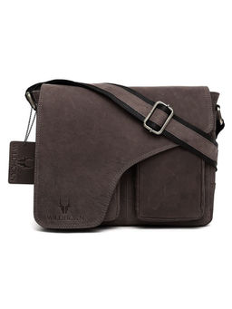 WILDHORN - Dark Brown Classic Leather Messenger Bag for Men I Office Bags I Travel Bags