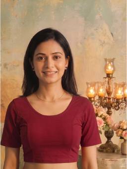 Tikhi Imli - Maroon Colored Full Stretchable Pure Cotton Half Sleeves Blouse