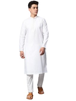 Manthan - Mens Woven Design Viscose Rayon Kurta (White)