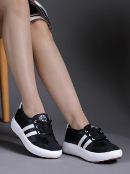 Shoetopia - Black Smart Casual Sneakers for Women