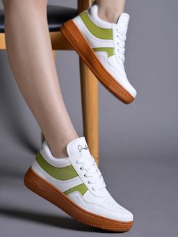 Shoetopia - Women White & Green Sneakers