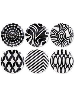 Blank Slate Home - French Bull Appetizer Plates - 6 Piece Set - Black & White