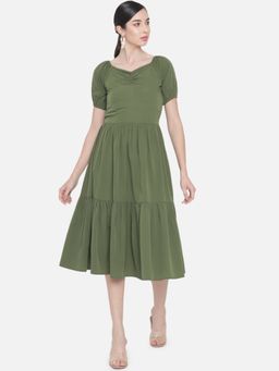 ALL WAYS YOU - Olive Solid/Plain Regular Dress