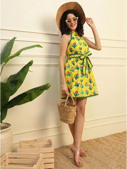Deebaco - Yellow Floral Comfortable Dress