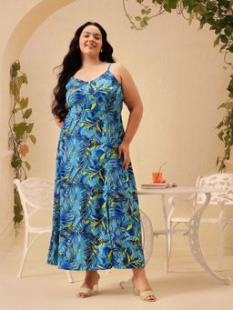 CURVY STREET - Blue Printed Bodycon Dress