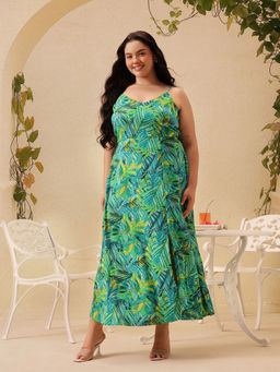 CURVY STREET - Green Printed Bodycon Dress