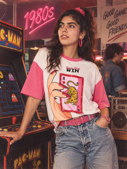 Bewakoof - Pink Graphic Printed Oversized T-shirt