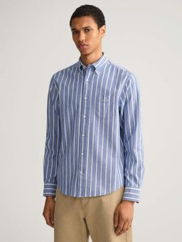 GANT - Men Blue Striped Regular Fit Shirt