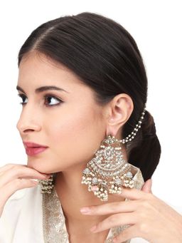 Anvik - Antique Gold Finish Kundan Chandbali