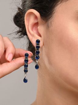Anvik - Elegant Long Stud Earrings with Teardrop Design Blue